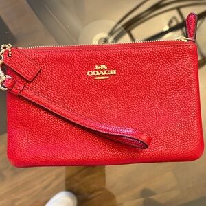 Coach Cherry Red Leather Wristlet